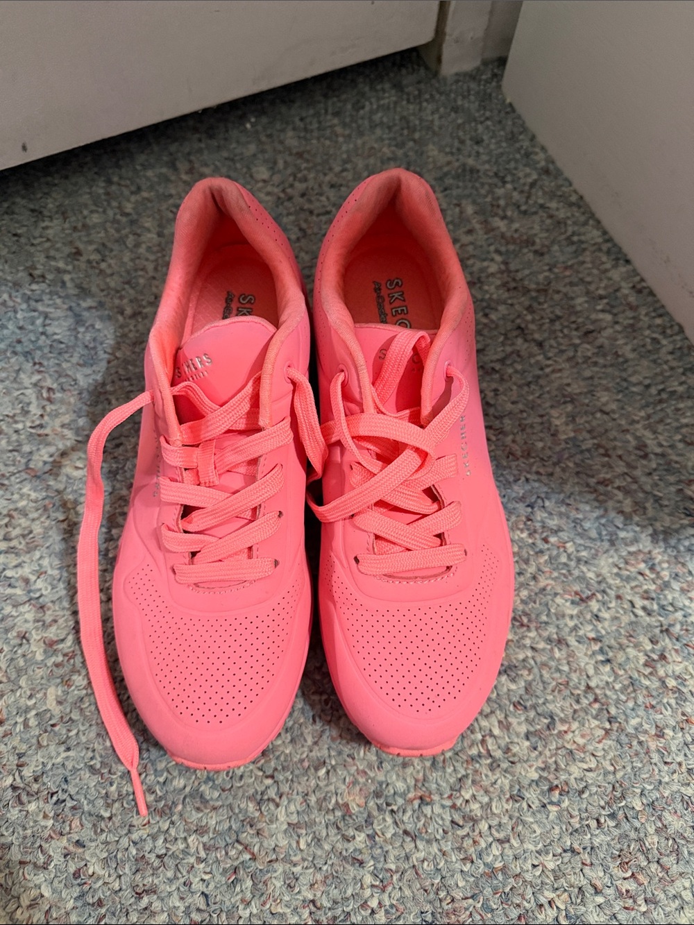 Skechers Women's Neon Coral Lace-Up Athletic Sneakers